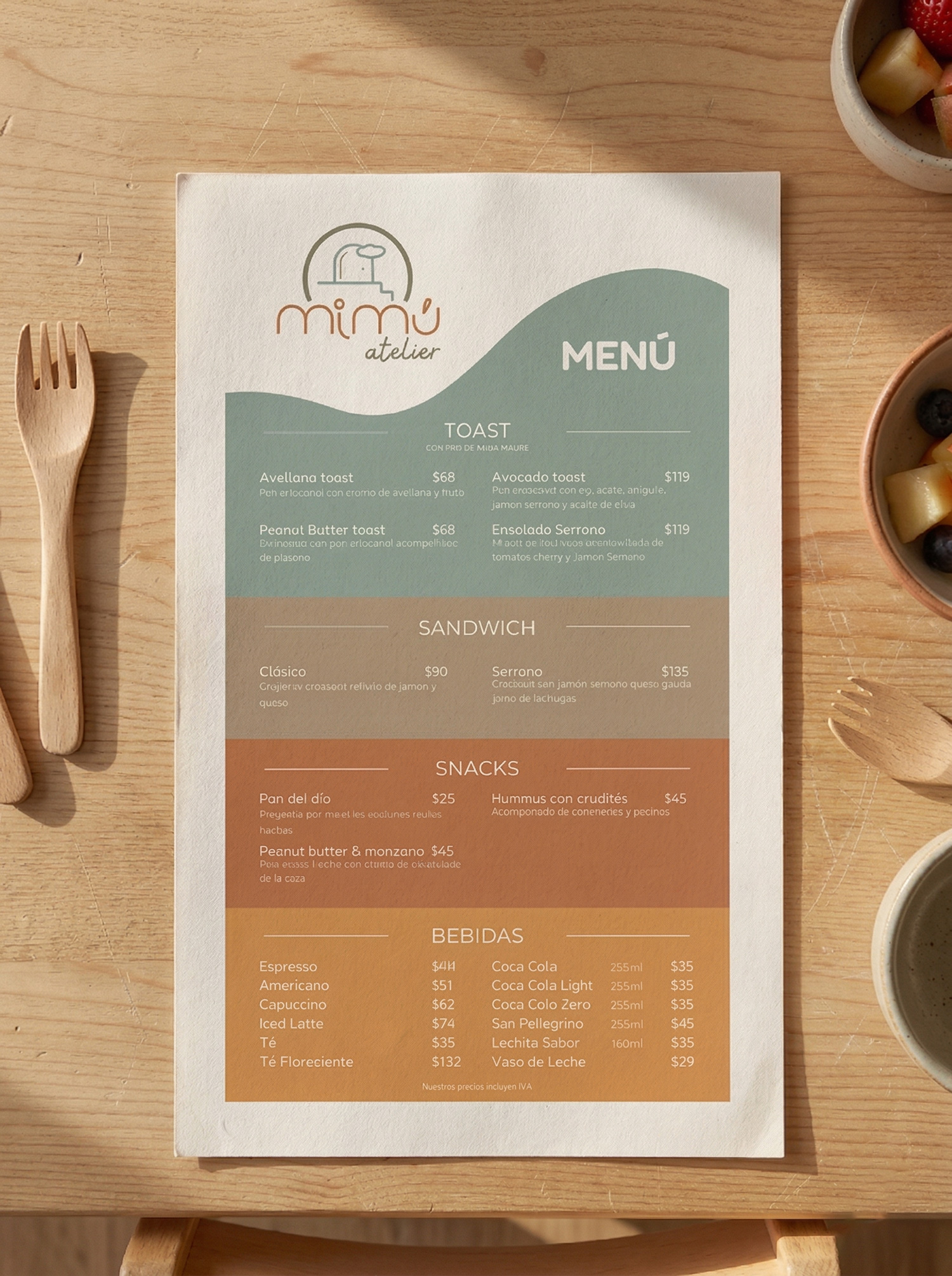 Menu design - Mimu Atelier